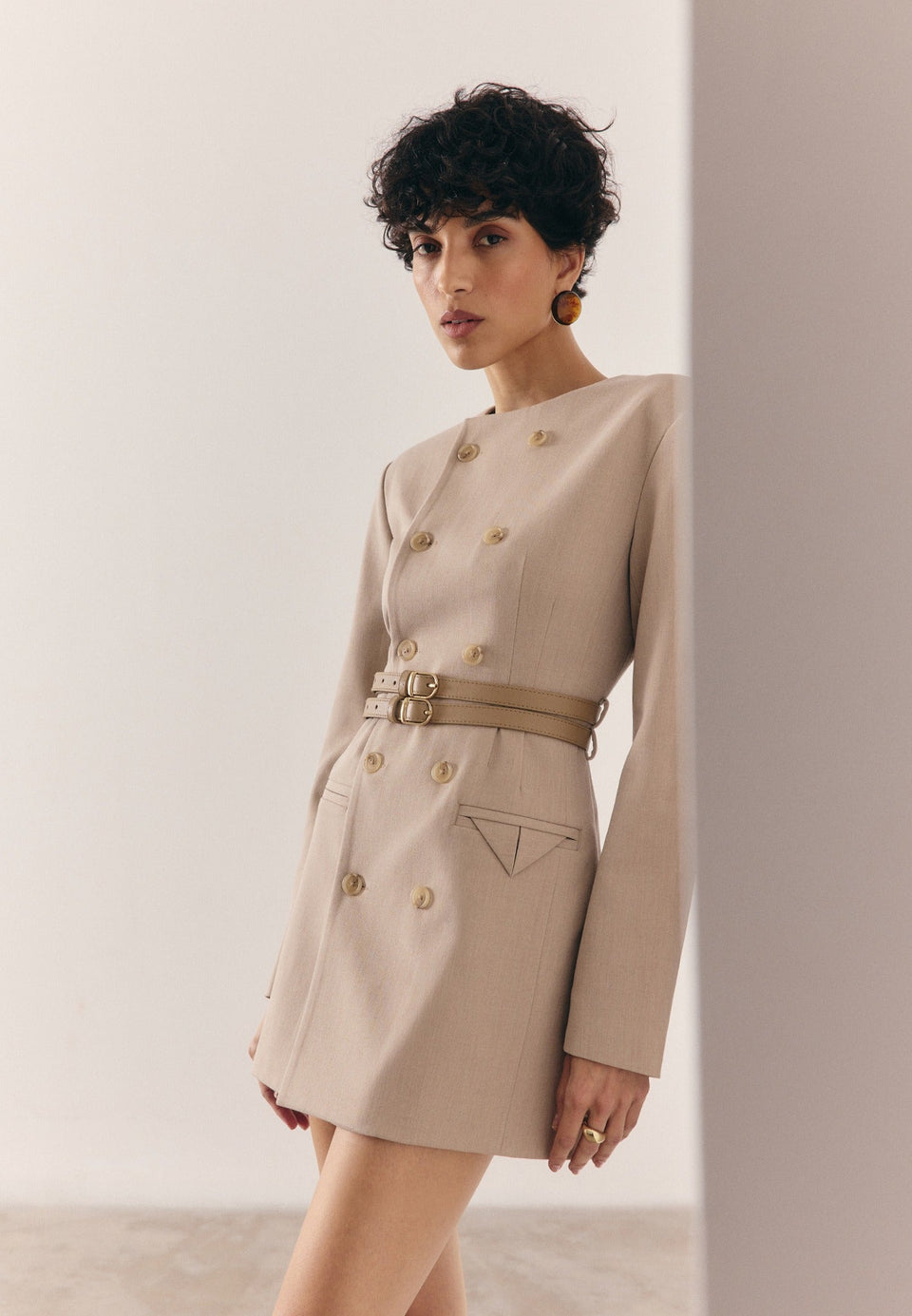 sierra-double-breasted-belted-blazer-dress-beige