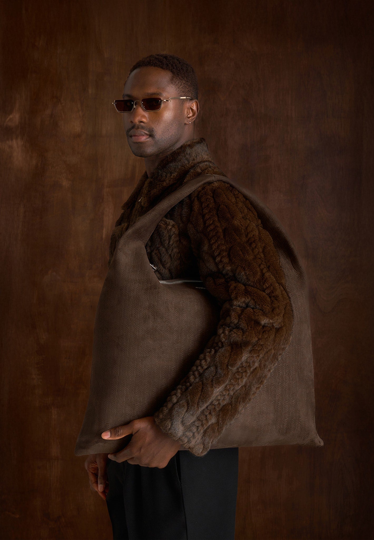 david-plush-cable-embossed-jacket-brown