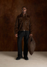 david-plush-cable-embossed-jacket-brown