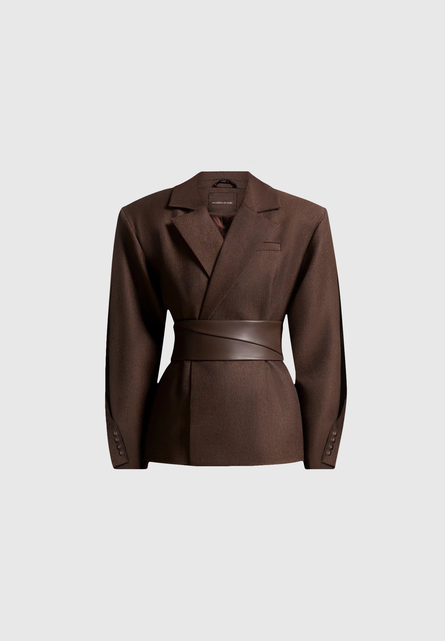 marie-twist-sleeve-tailored-blazer-with-belt-brown
