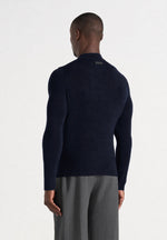 KW003 - Fitted Mock Neck Wool-Blend Jumper - Navy