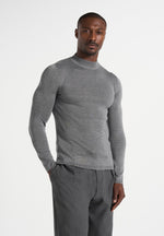 KW003 - Fitted Mock Neck Wool-Blend Jumper - Grey
