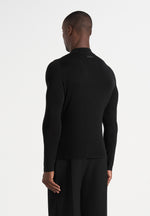 KW003 - Fitted Mock Neck Wool-Blend Jumper - Black