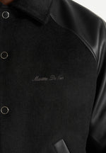 Olivier - Wool & Leather Raglan Varsity Jacket - Black