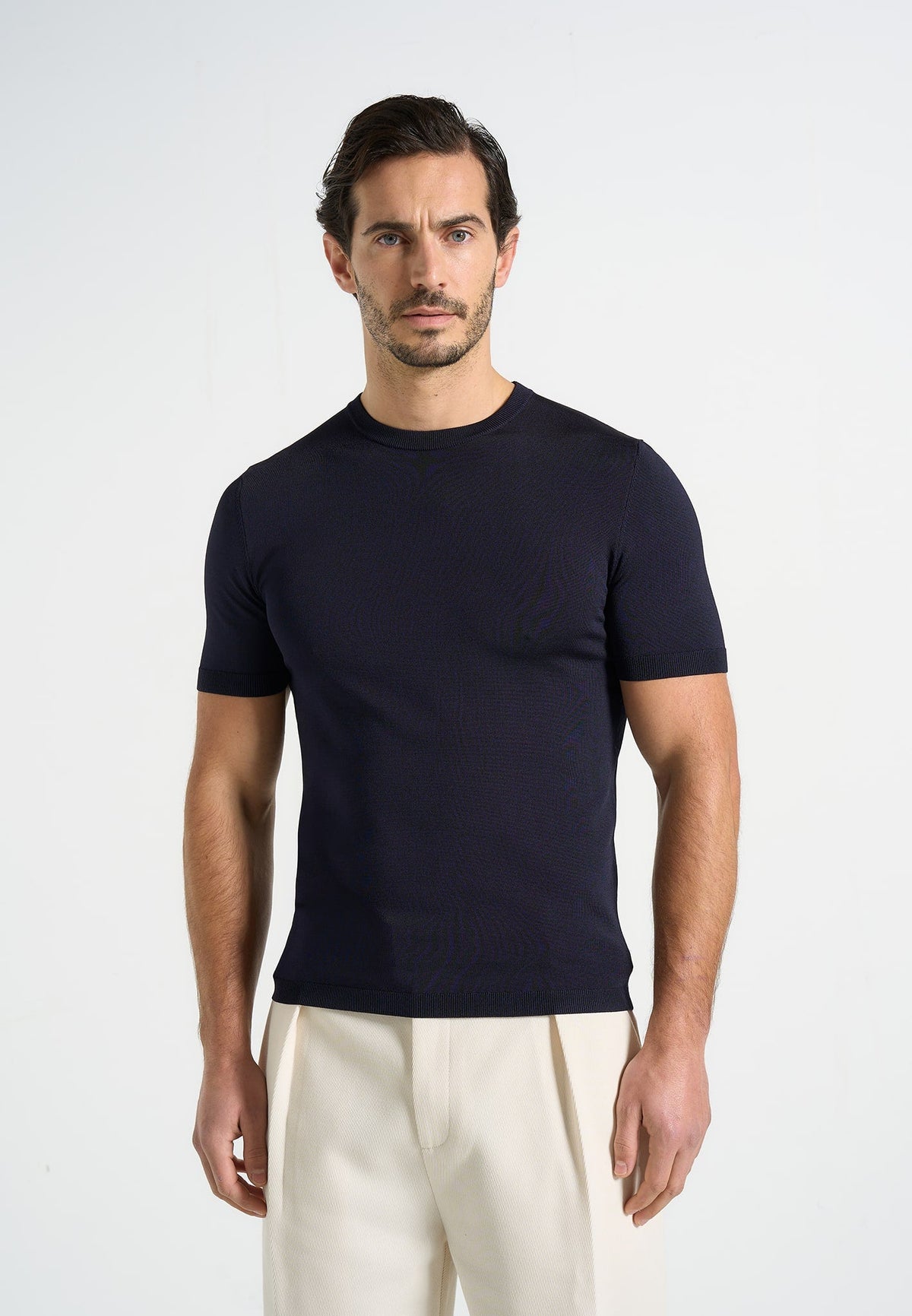 TS010 - Luxe Knitted T-Shirt - Navy