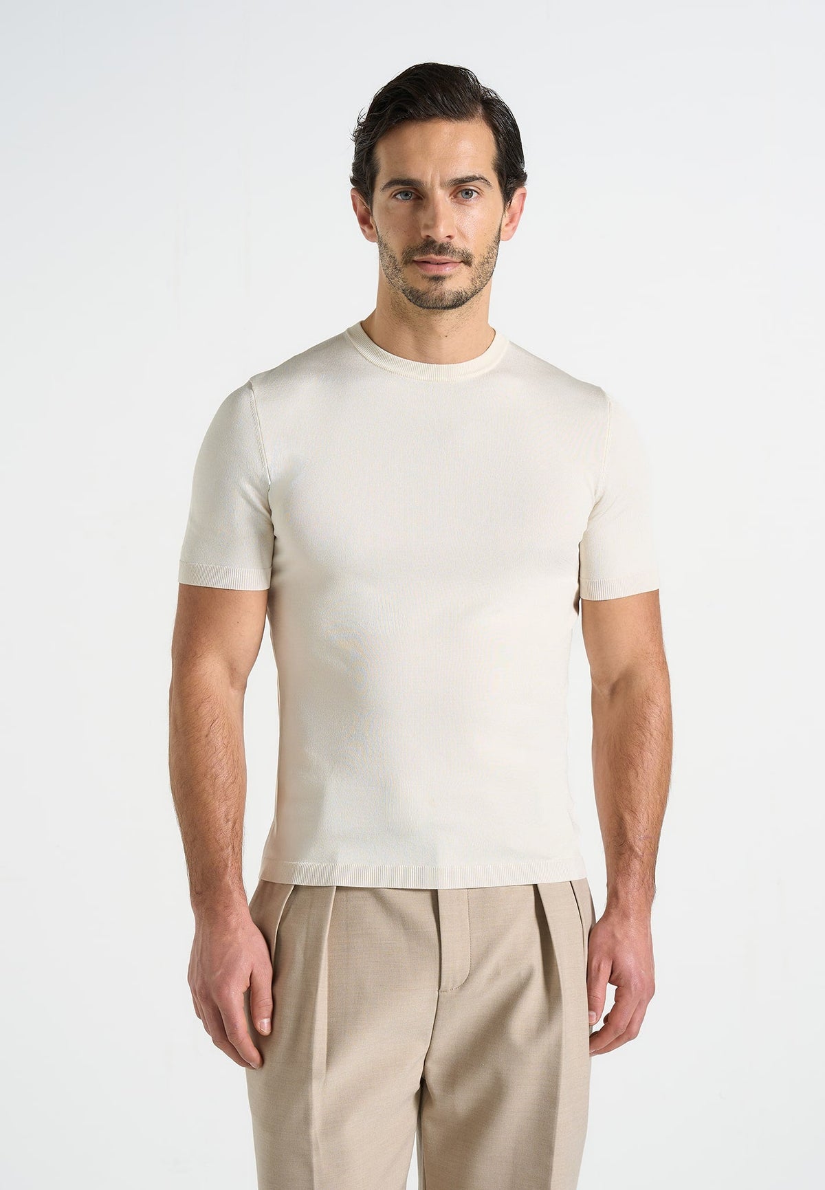 TS010 - Luxe Knitted T-Shirt - Cream