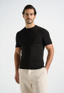 TS010 - Luxe Knitted T-Shirt - Black
