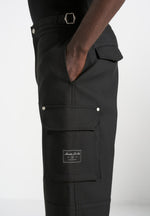 Mathis - Twill Signature Wide Leg Cargo Pants - Black