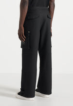 Mathis - Twill Signature Wide Leg Cargo Pants - Black