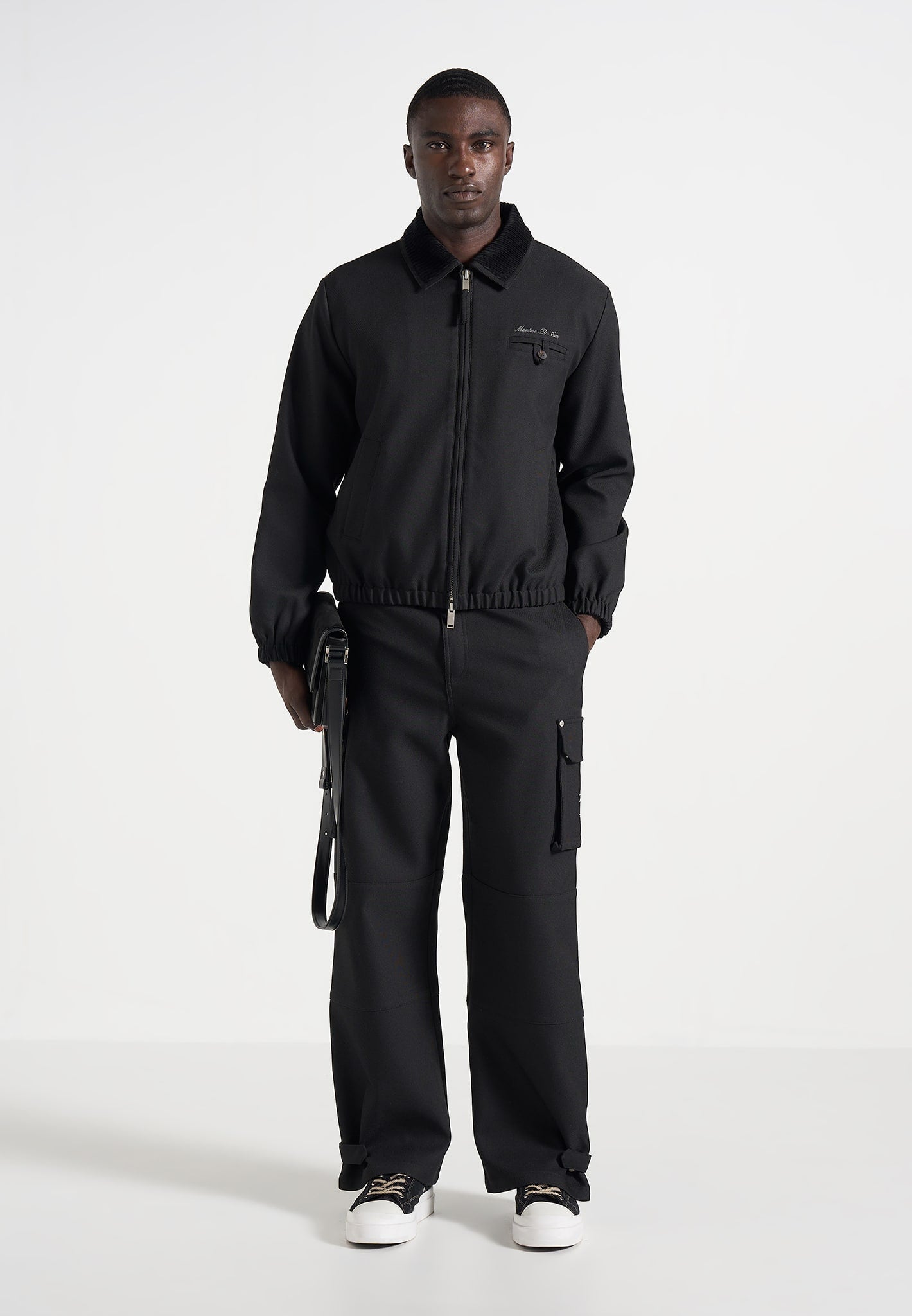 Mathis - Twill Signature Wide Leg Cargo Pants - Black