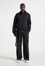 Mathis - Twill Signature Wide Leg Cargo Pants - Black