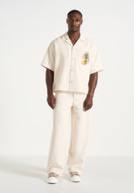 Lazare - Wide Leg Twill Jeans - Cream