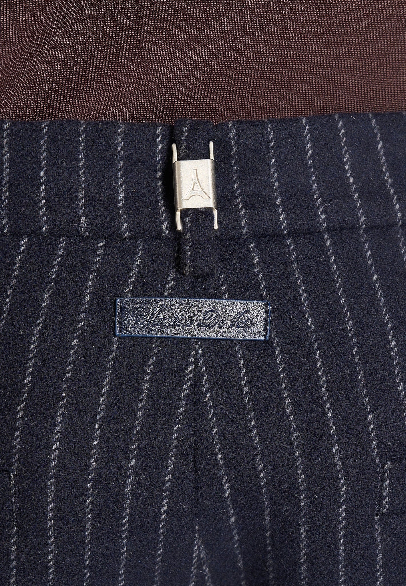 Dorian - Pinstripe Wool Pleated Pants - Navy