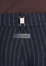Dorian - Pinstripe Wool Pleated Pants - Navy