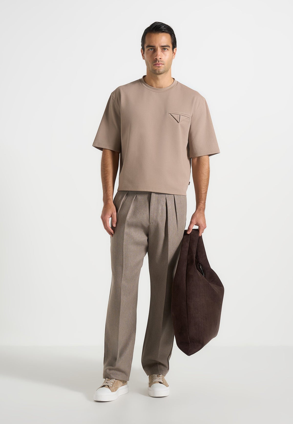 Leon - Boxy Cropped T-Shirt - Taupe