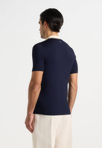 Roux - Contrast Detail Luxe Knit Polo Shirt - Navy