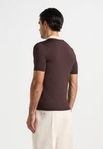 Roux - Contrast Detail Luxe Knit Polo Shirt - Brown