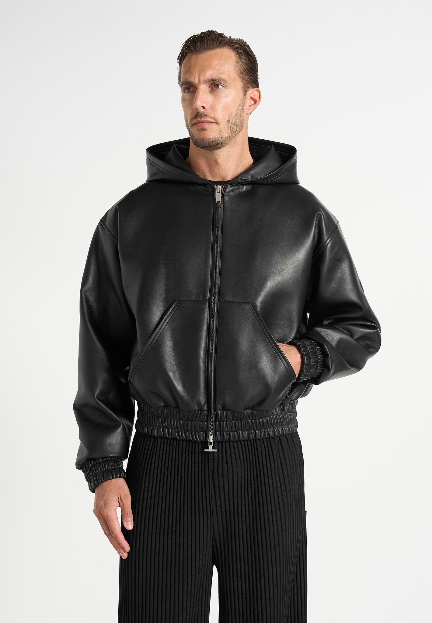 unisex-leather-cropped-hoodie-black1