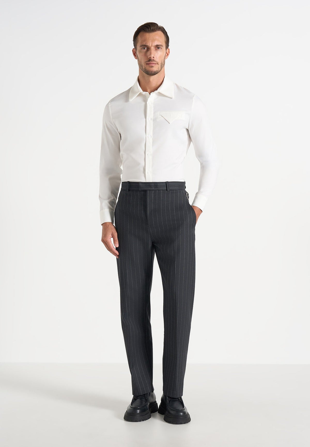 Joseph - Regular Fit Pinstripe Wool-Blend Pants - Dark Grey