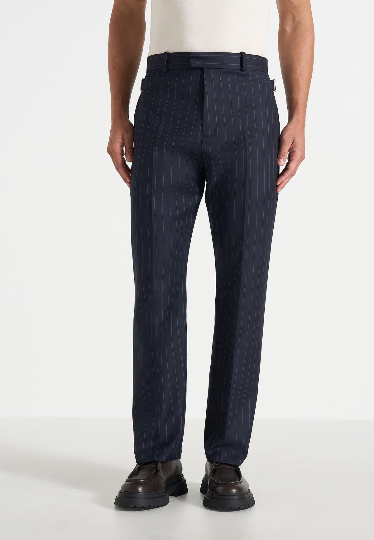 Joseph - Regular Fit Pinstripe Wool-Blend Pants - Navy