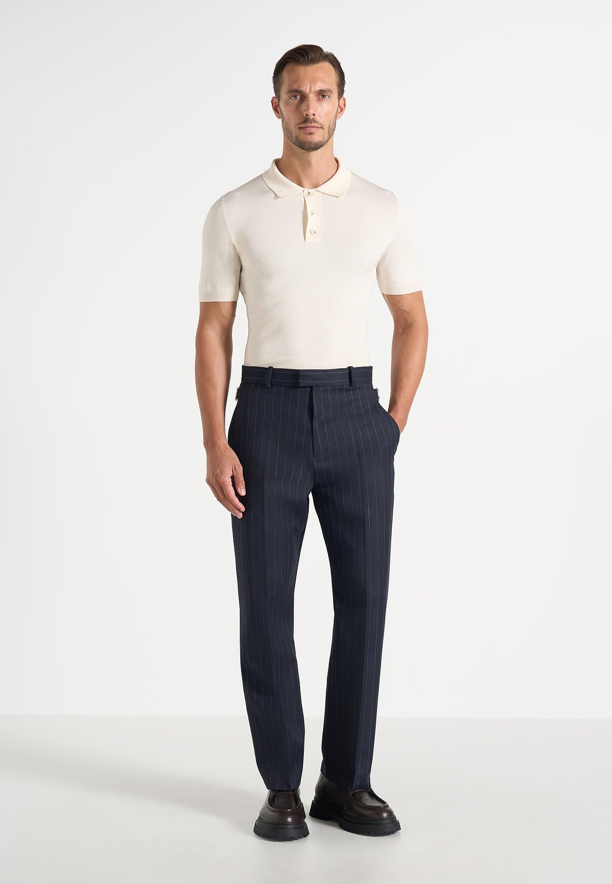 Joseph - Regular Fit Pinstripe Wool-Blend Pants - Navy
