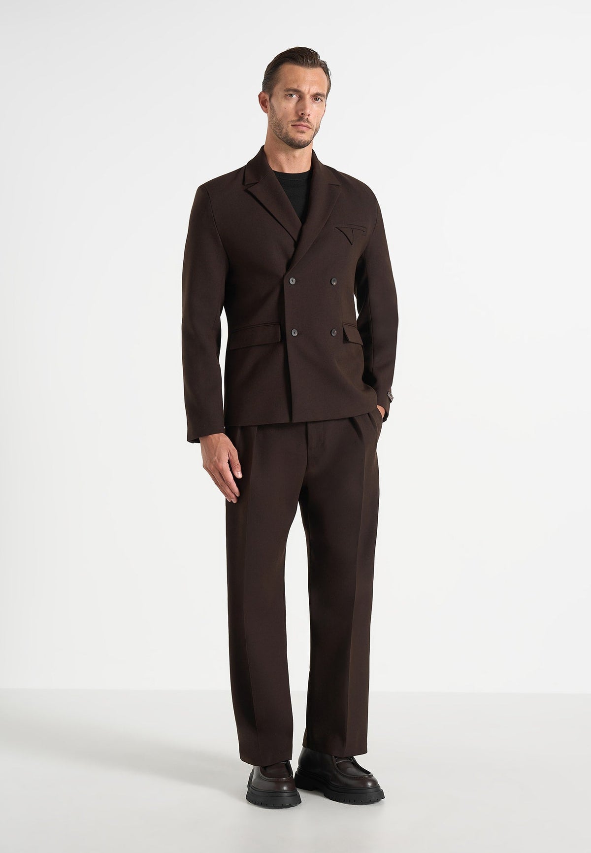 Didier - Double Breasted Tailored Wool-Blend Suit Blazer - Brown