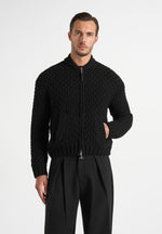 darel-speckled-knit-bomber-jacket-black
