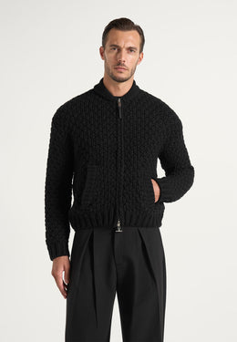 darel-speckled-knit-bomber-jacket-black