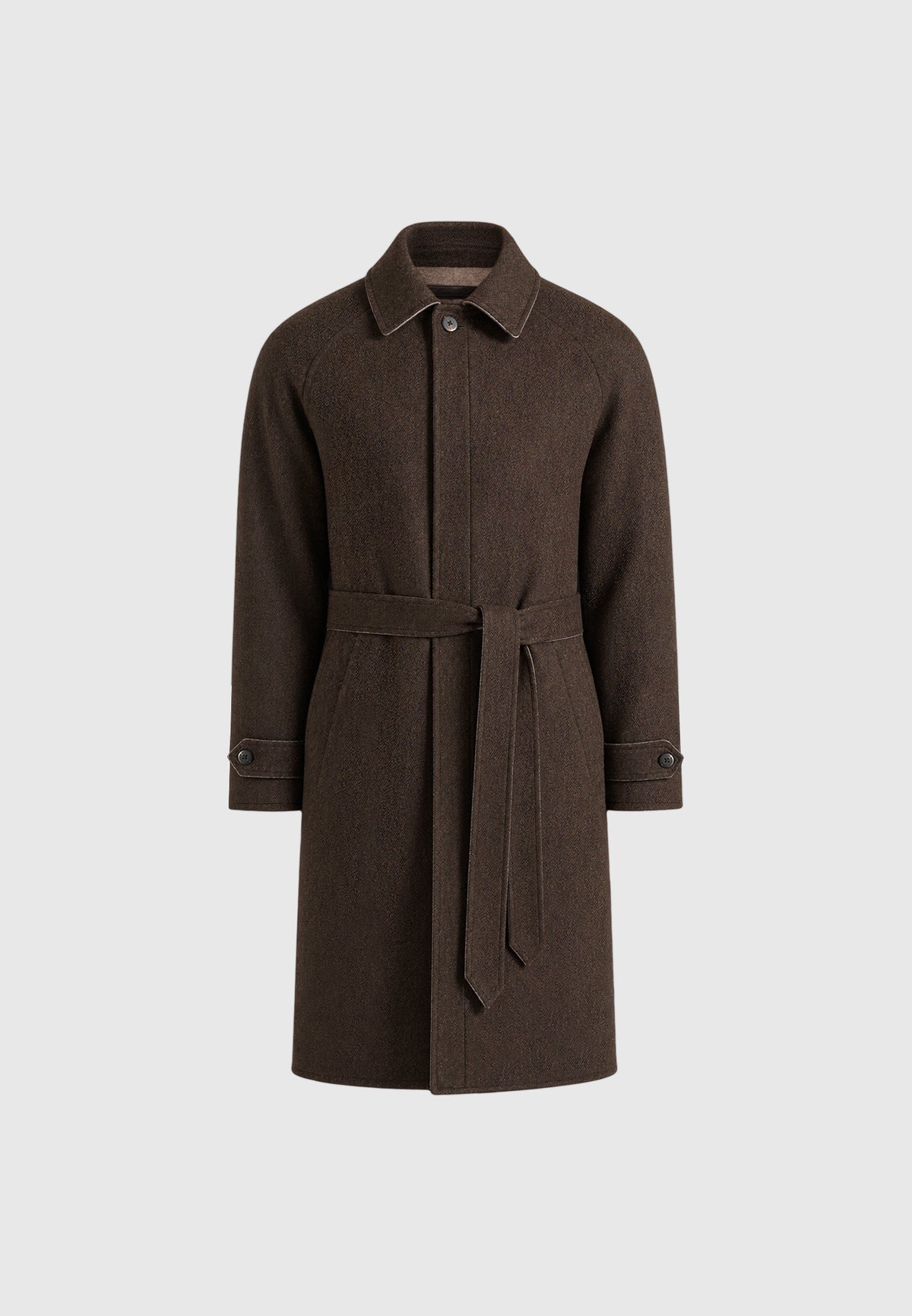 Alfie - Reversible Belted Wool-Blend Car Coat - Brown / Taupe