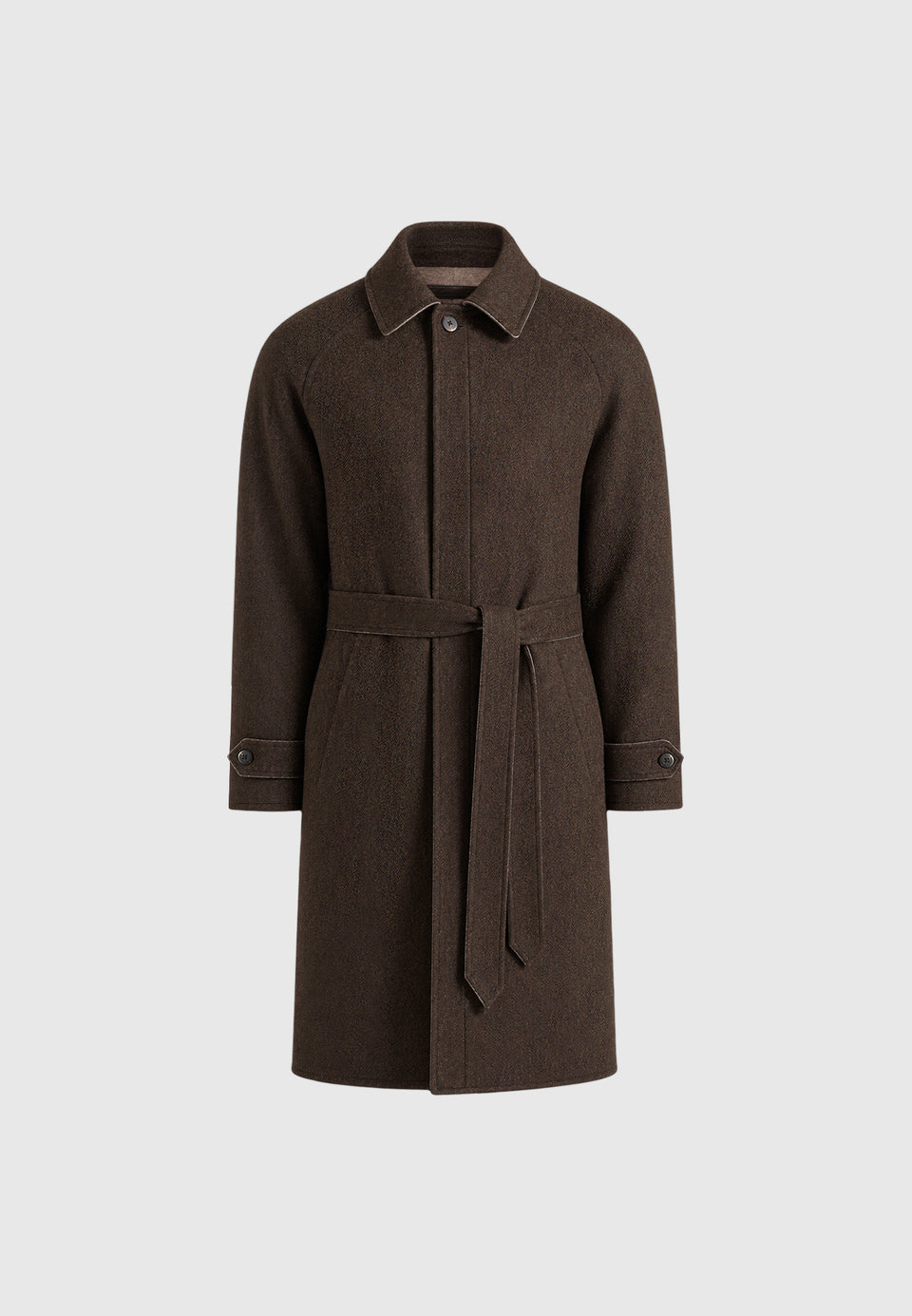 Alfie - Reversible Belted Wool-Blend Car Coat - Brown / Taupe