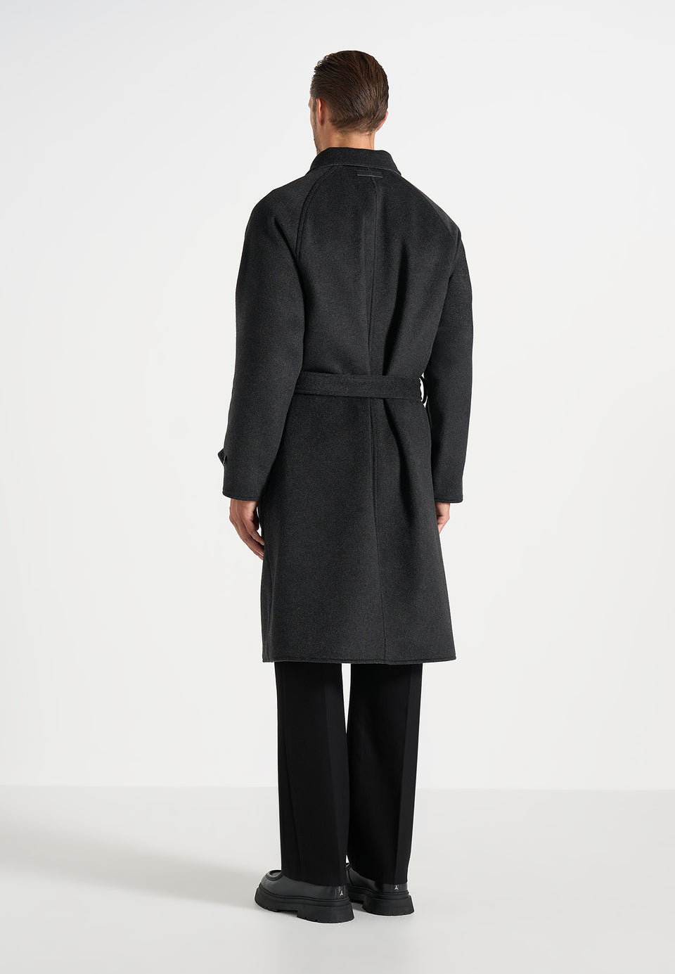 Alfie - Reversible Belted Wool-Blend Car Coat - Grey / Black