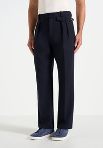 Pierre - Twin Pleat Tailored Wool-Blend Pants - Dark Navy