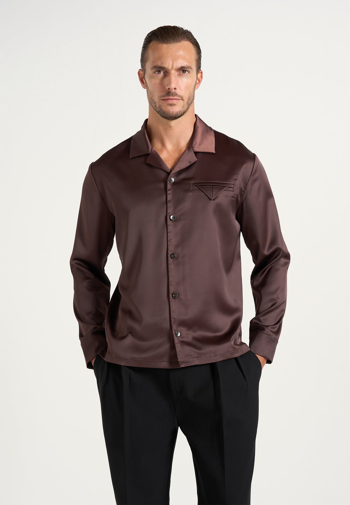 Constant - Satin Overshirt - Brown