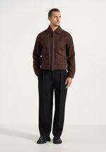 Vince - Suede Contrast Stitch Jacket - Brown