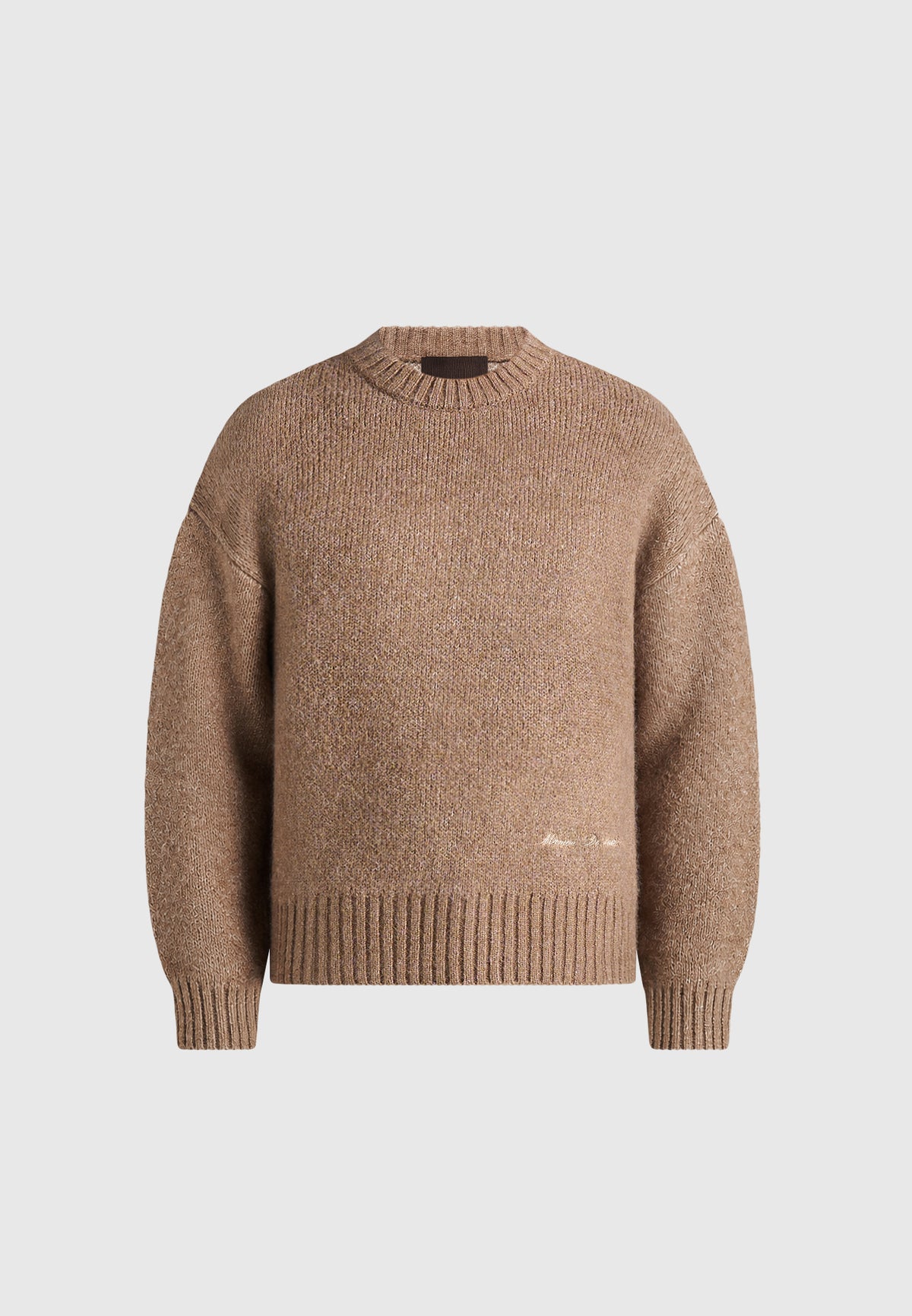 Kamil - Art Slogan Speckled Brushed Wool-Blend Knit Jumper - Beige