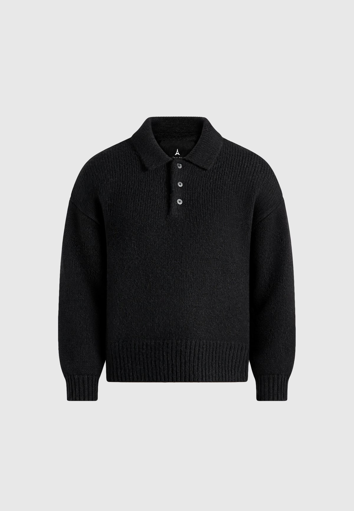 Finn - Brushed Wool-Blend Polo Knit Jumper - Black