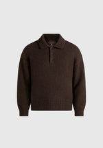 Finn - Brushed Wool-Blend Polo Knit Jumper - Brown