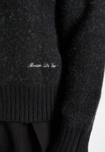 Kamil - Art Slogan Speckled Brushed Wool-Blend Knit Jumper - Black