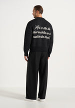 Kamil - Art Slogan Speckled Brushed Wool-Blend Knit Jumper - Black