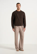 Theo - Asymmetric Brushed Wool-Blend Knit Jumper - Brown
