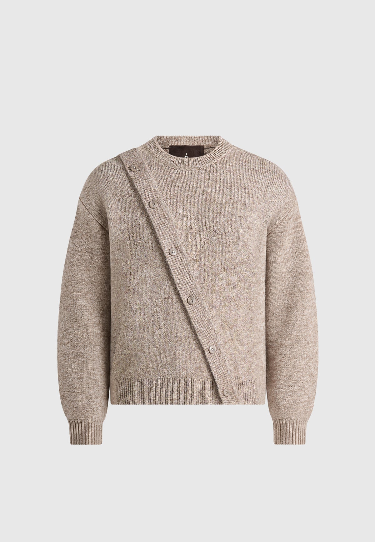 Theo - Asymmetric Brushed Wool-Blend Knit Jumper - Taupe