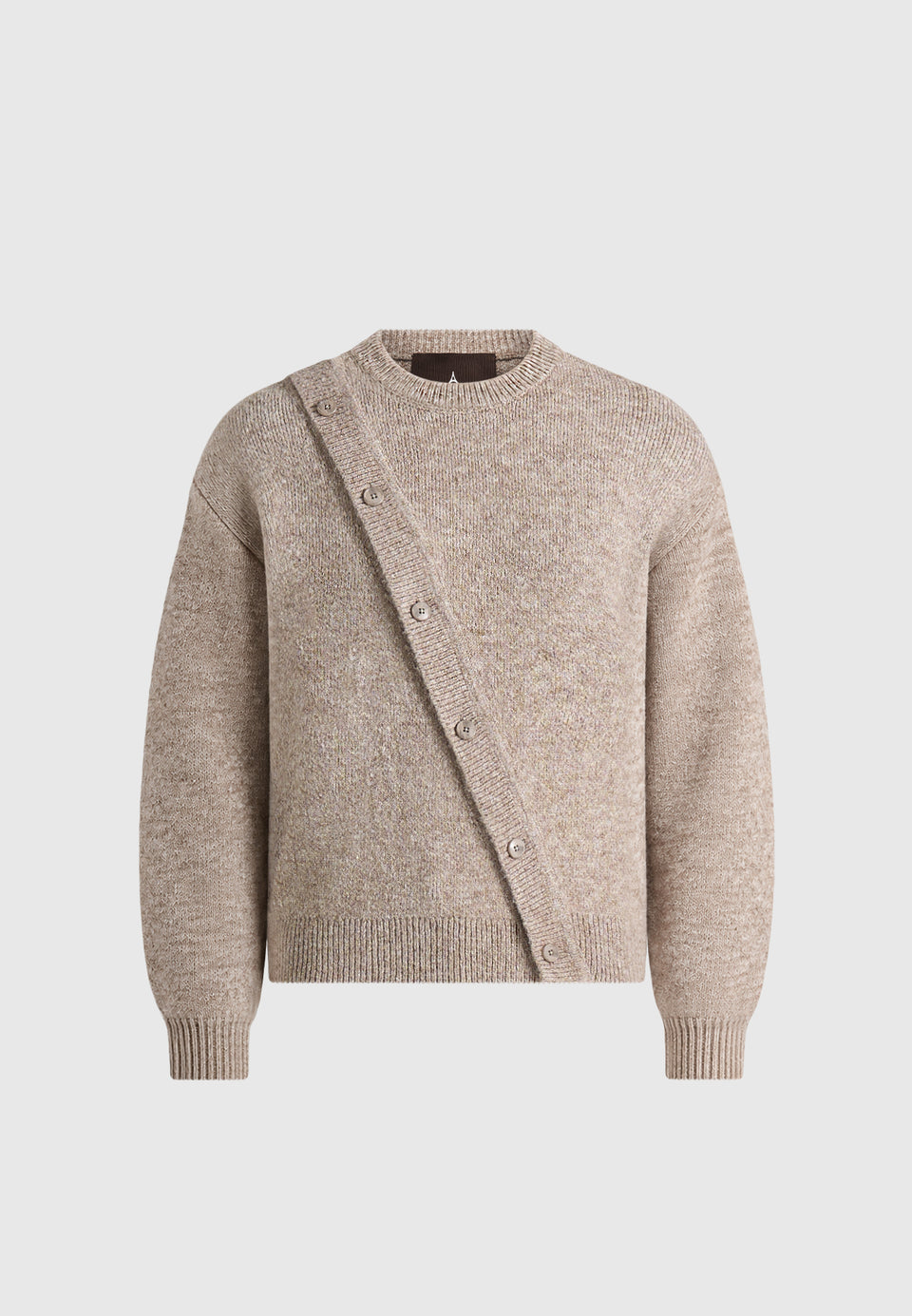 Theo - Asymmetric Brushed Wool-Blend Knit Jumper - Taupe