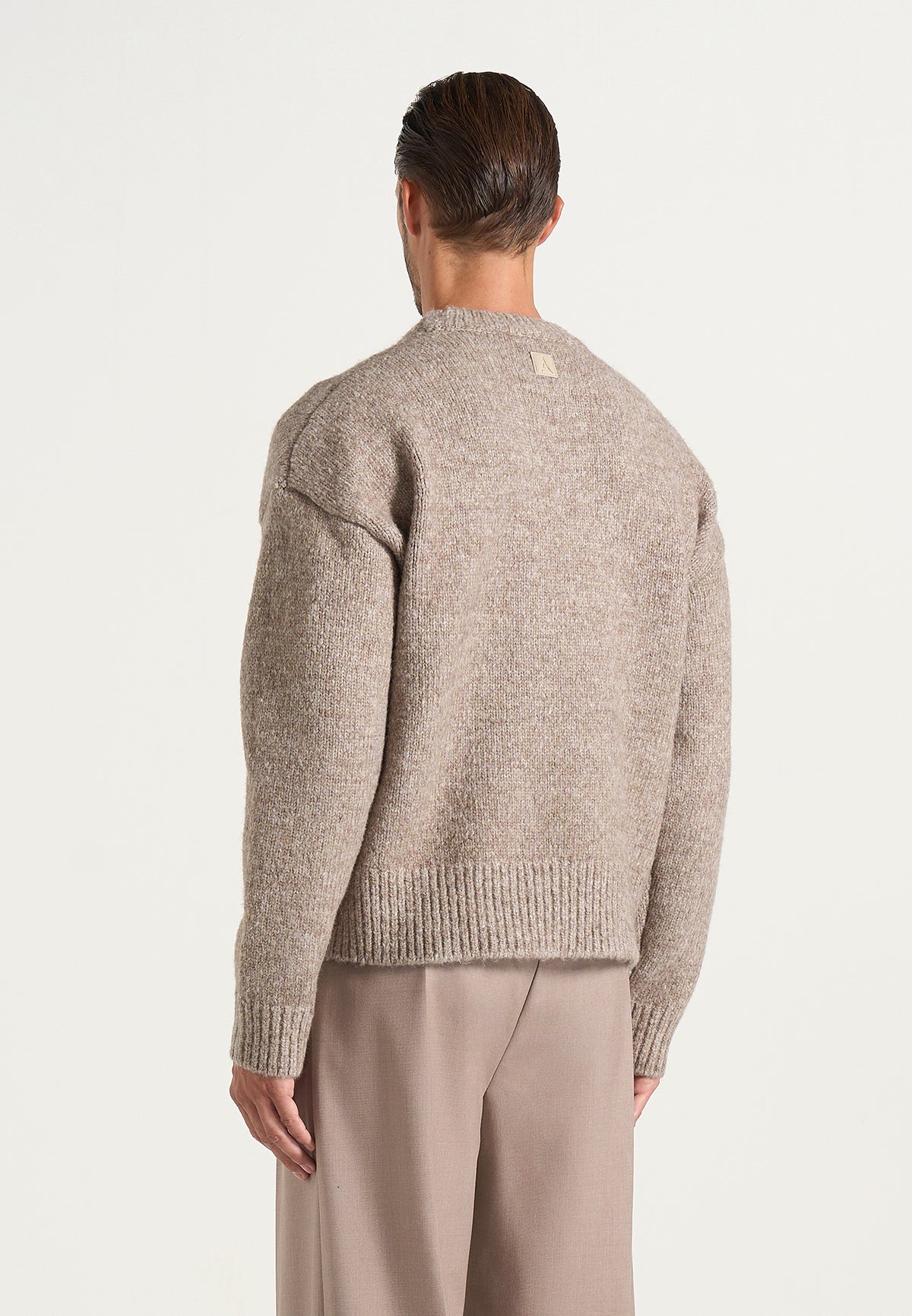 KW001 - Brushed Wool-Blend Knit Signature Jumper - Beige