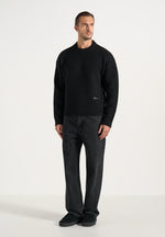 KW001 - Brushed Wool-Blend Knit Signature Jumper - Black