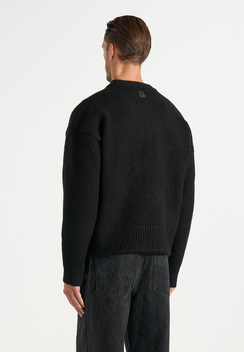 KW001 - Brushed Wool-Blend Knit Signature Jumper - Black