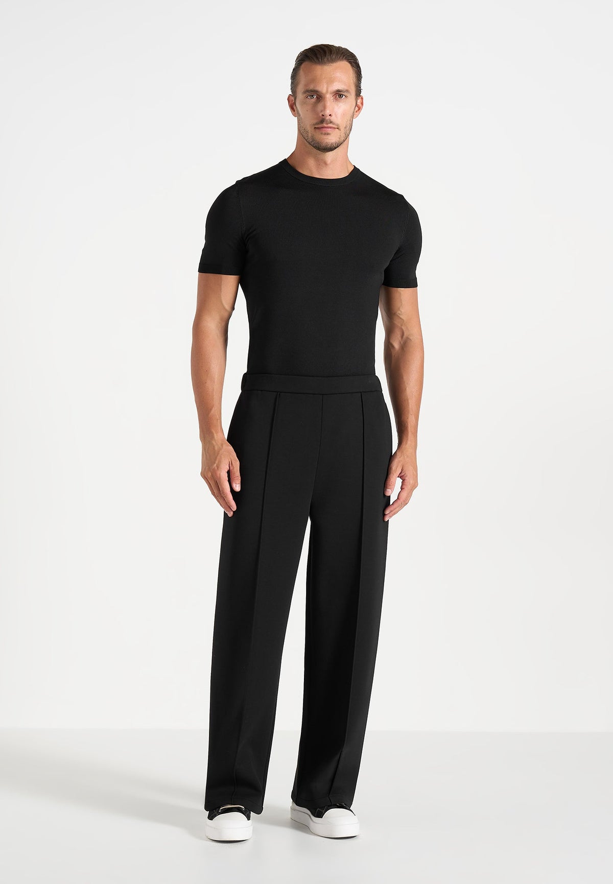 Jerome - Wide Leg Neoprene Pants - Black