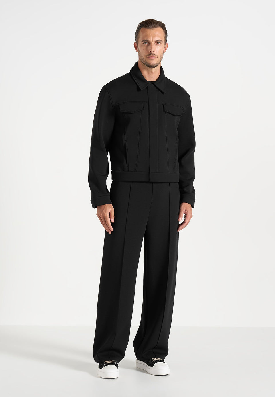 Jerome - Wide Leg Neoprene Pants - Black
