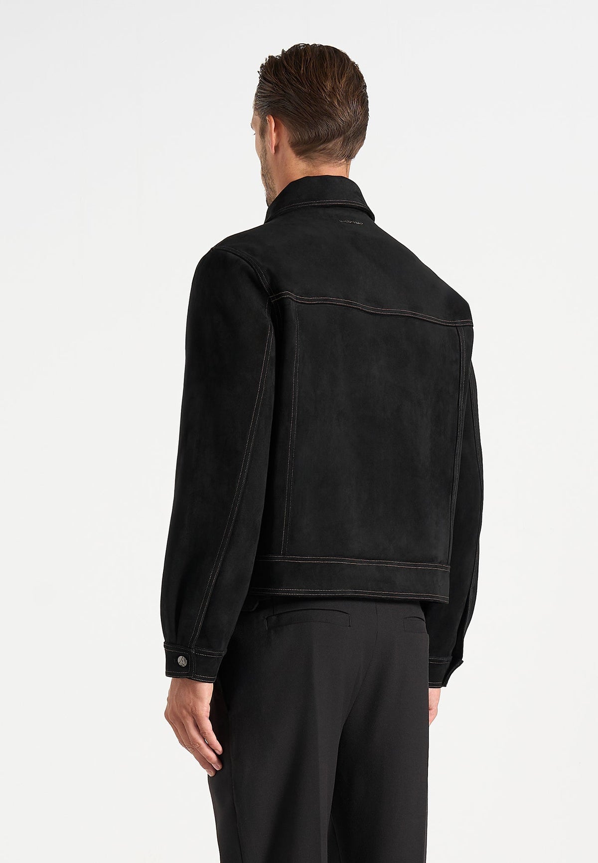Vince - Suede Contrast Stitch Jacket - Black