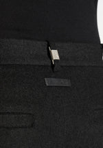 Dorian - Herringbone Brushed Wool Pleated Pants - Black
