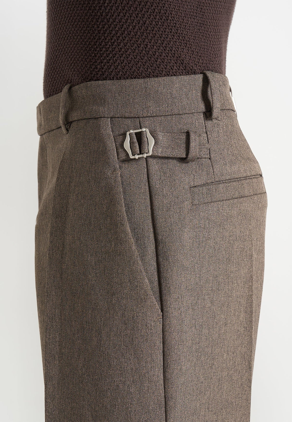 Dorian - Relaxed Fit Pleated Textured Tailored Pants - Taupe